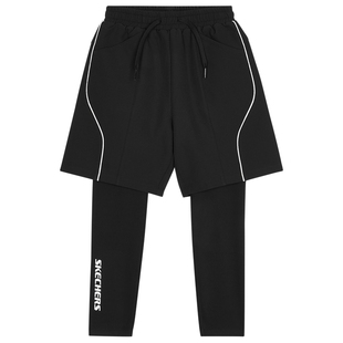 斯凯奇outlets童装男童运动休闲中大童假两件梭织短裤配紧身长裤