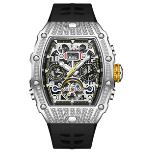 衡宝罗HANBORO小理查第六代男士全自动镂空机械手表防水夜光腕表