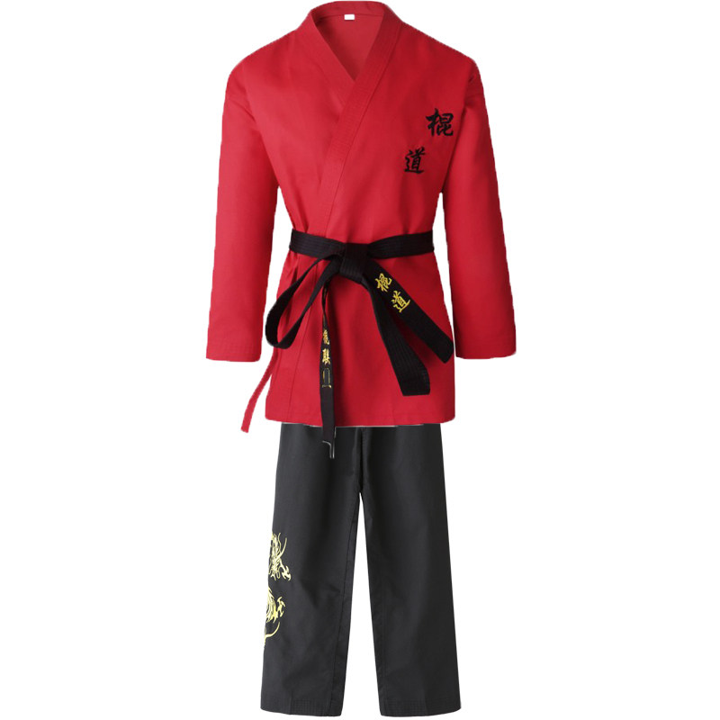 双节棍衣服木质龙纹黑色专业二节棍训练表演棍道服双截棍服装实战