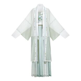 花朝记｜素馨白茶｜宋制汉服对襟长衫百迭裙吊带绣花拼色日常清新