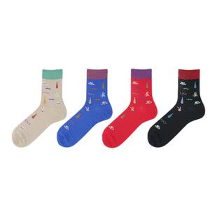 Tabio生肖袜子男女秋冬高弹透气本命年红袜子男女新年礼物中筒袜