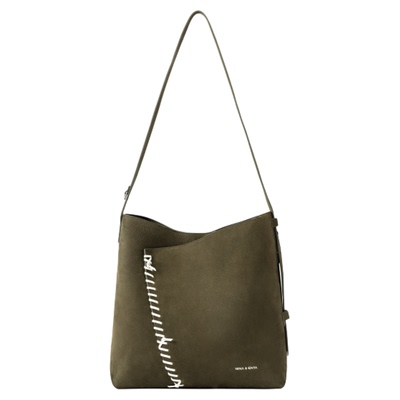 妮娜恩雅头层牛皮花绳水桶包