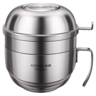 316L不锈钢快餐杯泡面碗带盖学生上班族个人专用饭盒汤饭碗打饭盆