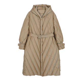 【门店同款】海尔曼斯白鸭绒长款羽绒服女士防风轻薄连帽保暖