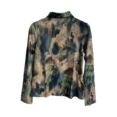 100纯羊毛针织打底衫女2025秋冬新款印花长袖半高领保暖毛衣上衣