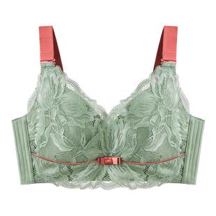 蕾丝内衣女大胸显小无钢圈文胸收副乳调整型防下垂全罩杯胸罩