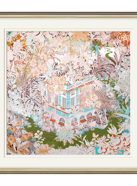 法式玄关定制实木画框风景挂画