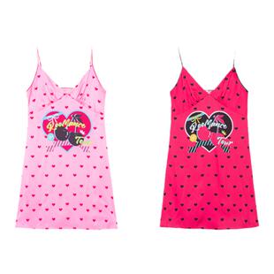 RooMance汝曼司 原创甜酷芭比印花绸缎吊带睡衣女性感睡裙家居服