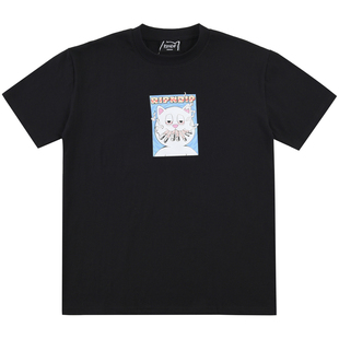 美国潮牌RIPNDIP贱猫中指猫纯棉短袖T恤 禁止吸烟卡通 男女情侣款