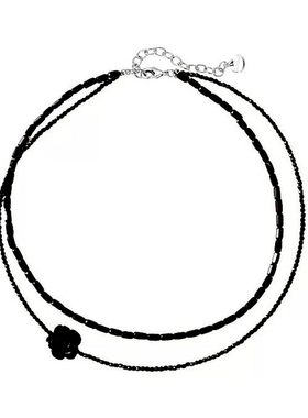 不掉色高级黑色水晶项链