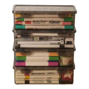 桌面透明笔盒学生马克笔水彩笔铅笔画笔收纳盒大容量高颜值笔筒