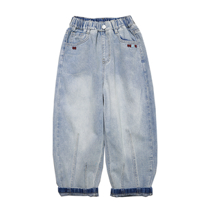 啦芙莱童装2026春季新款男女童时尚休闲牛仔裤中大童弯刀裤潮1381