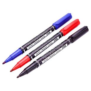 【12支装整盒】 得力6824油性记号笔小双头记号笔马克笔学生勾线笔光盘笔记号笔勾线笔CD笔光盘笔 12色