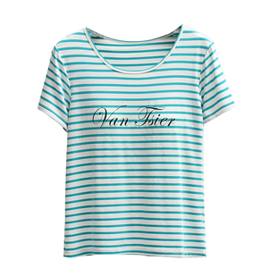 莫代尔宽松大码带胸垫短袖T恤女夏背心文胸条纹半袖睡衣瑜伽打底