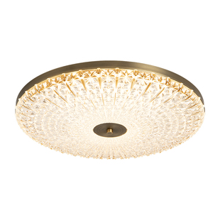 全铜主卧室灯吸顶灯高级感北欧轻奢现代简约大气水晶圆形房间灯具