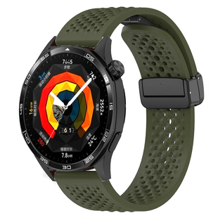 CLOUDHIS适用华为GT5表带watch4pro手表新款硅胶磁吸gt4金属扣GT3pro智能运动GT2春夏季高级透气腕带男女GT6