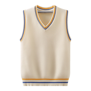 2026新款春秋冬季中大童马甲加绒加厚纯棉男童女童坎肩针织衫毛衣