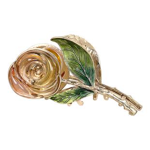 shes茜子奥莱X郭冰心艺术家名款浪漫玫瑰抓夹轻奢鲨鱼夹发抓