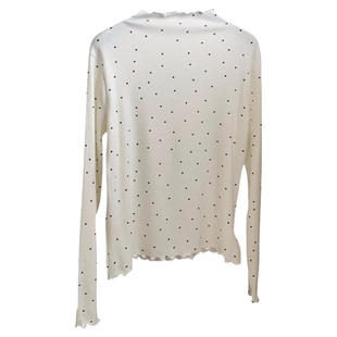 设计感波点卷边加绒打底衫女2025冬季新款休闲风百搭修身显瘦上衣