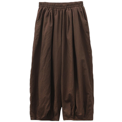 高端棉麻宽松九分裤阔腿大灯笼裤