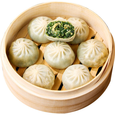 荠菜鸡蛋薄皮包子素馅小笼包早餐