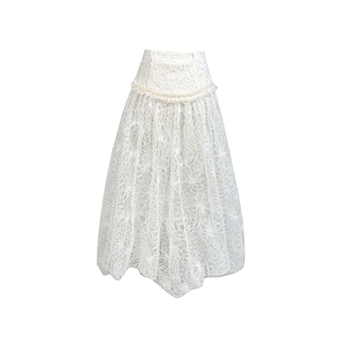 SainteYunne上与原创高级感设计不规则下摆花朵蕾丝半身裙QZ519