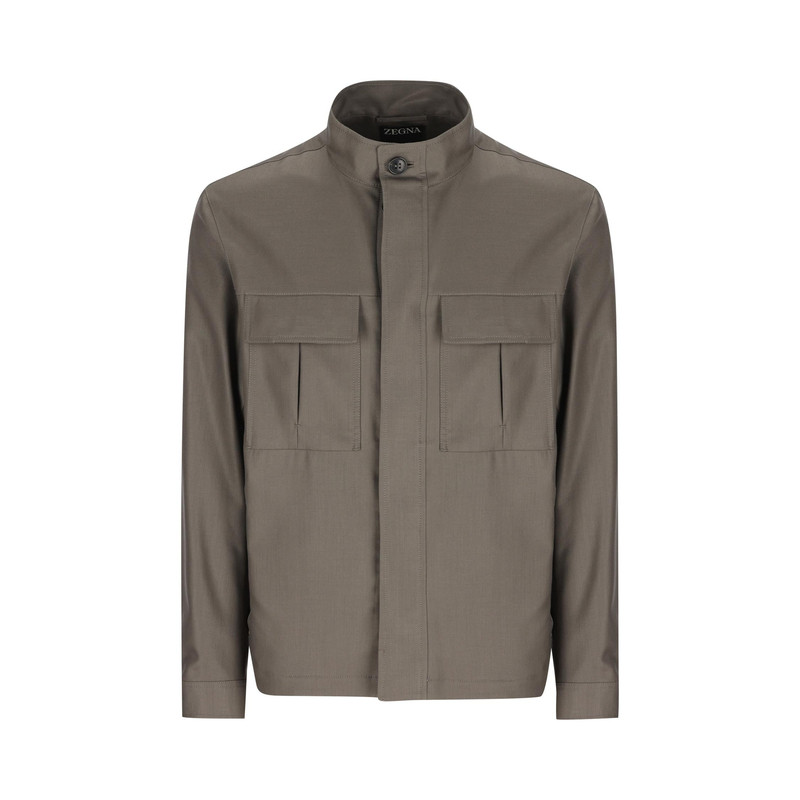 ZEGNA 杰尼亚男士灰色立领羊绒外套夹克26早春新款意大利代购正品