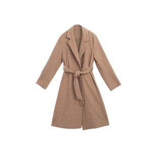 忘城A771座/沙漠吟游者/冬澳洲进口羊毛呢驼色长款单面呢大衣外套