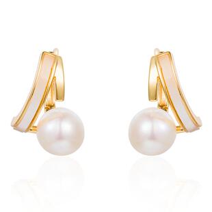 蔻润回首天然淡水珍珠耳钉银耳饰耳环女士京润珍珠生日礼物送女友