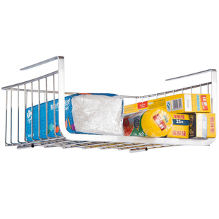 304不锈钢储物架厨房收纳挂篮免打孔桌下篮 吊柜分层架橱柜下挂架