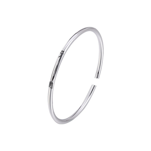 足银999哑光光面中式男女士平安慎独不争喜乐手镯手环