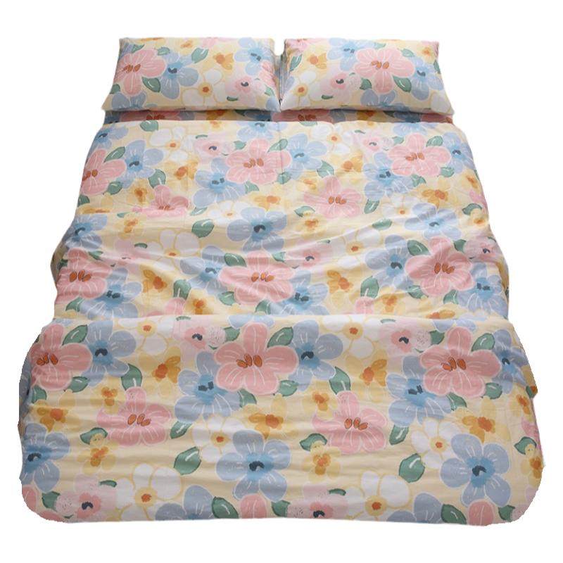 艺术与花油画风花朵纯棉床单被套枕套全棉被罩床笠可配三四件套