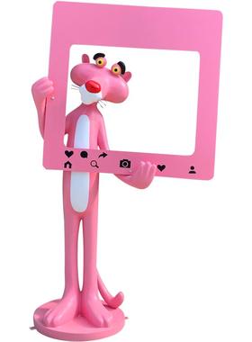 卡通粉红豹大摆件网红打卡装饰