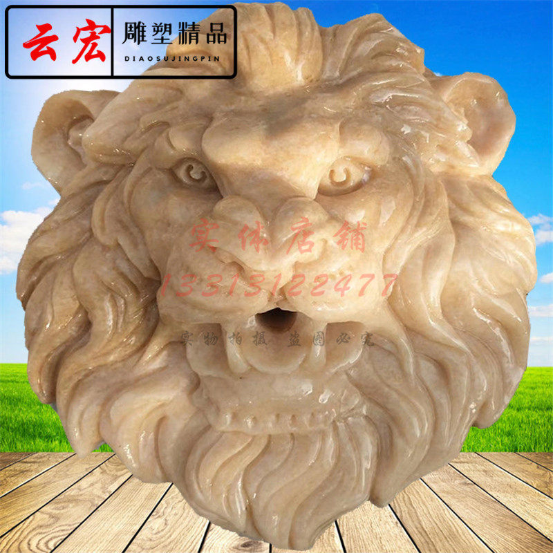 石雕喷水象头鱼池吐水龙兽头挂件动物景观别墅庭院欧式墙壁盆装饰