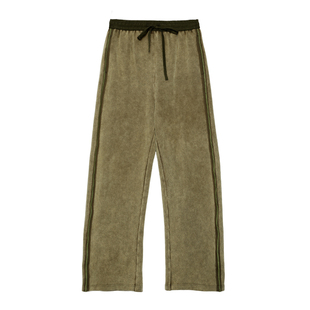 半圆原创设计师女装2025秋冬休闲加绒加厚直筒焦糖色裤子女长裤