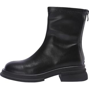 达芙妮短靴女款2026新款百搭靴子早春复古黑色马丁靴法式切尔西靴