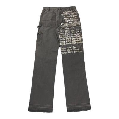 做旧灰色破坏潮流直筒裤子工装裤