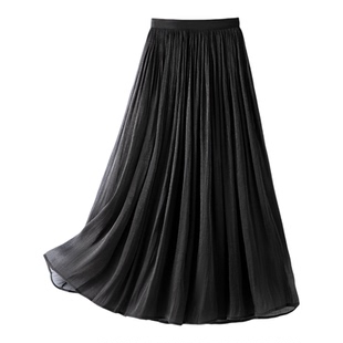 大码半身裙女小个子浅绿色200斤300长裙流光纱裙子胖mm百褶裙夏季