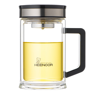 希诺双层玻璃杯带把带手柄加厚商务办公家用泡茶水杯子XN-9005