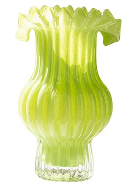 中古绿色折纸花瓶小众设计感