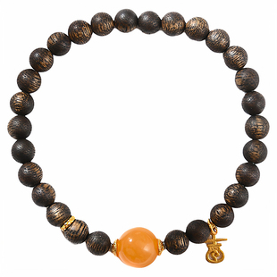 普琳丝珠宝级莺歌绿奇楠沉香鸡油黄蜜蜡设计款手链手串S925男女