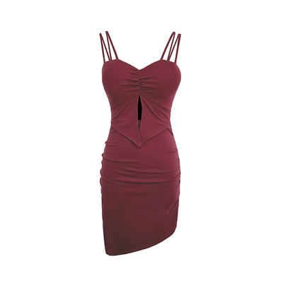 性感包臀纯色镂空短裙