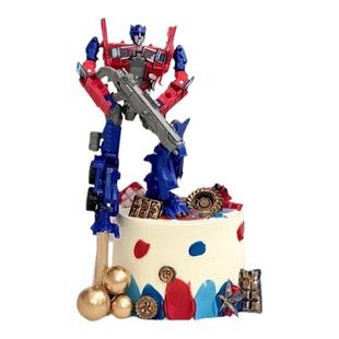 变形汽车人儿童生日蛋糕装饰摆件卡通擎天柱大黄蜂机器人烘焙配件