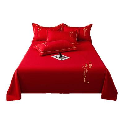 结婚床单出嫁大红色被单三件套
