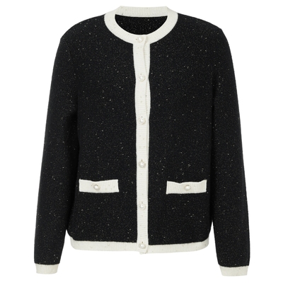 NAERSI娜尔思羊毛羊绒混纺针织衫红色喜庆撞色设计2025年冬季新款