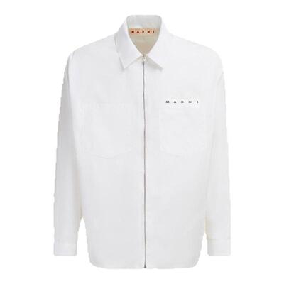【12期免息】MARNI 男士纯色拉链LOGO印花衬衫