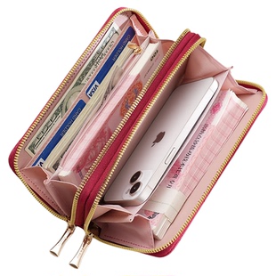 长款钱包女士 双层拉链大容量2026新款时尚百搭蝴蝶结手拿包钱夹