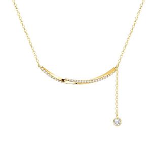 赫生HUSSAIN一川风月微笑款项链轻奢小众纯银镶钻锁骨颈链毛衣链