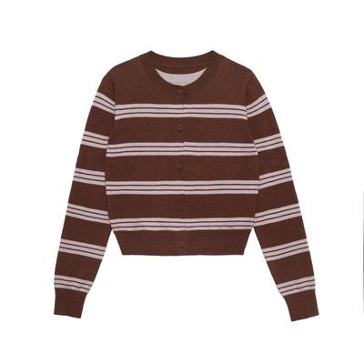 LLANO假两件条纹修身针织打底衫