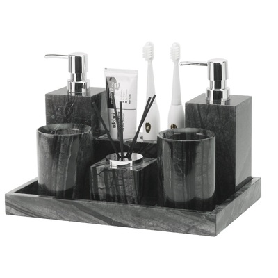 轻奢天然大理石洗漱套装香薰托盘